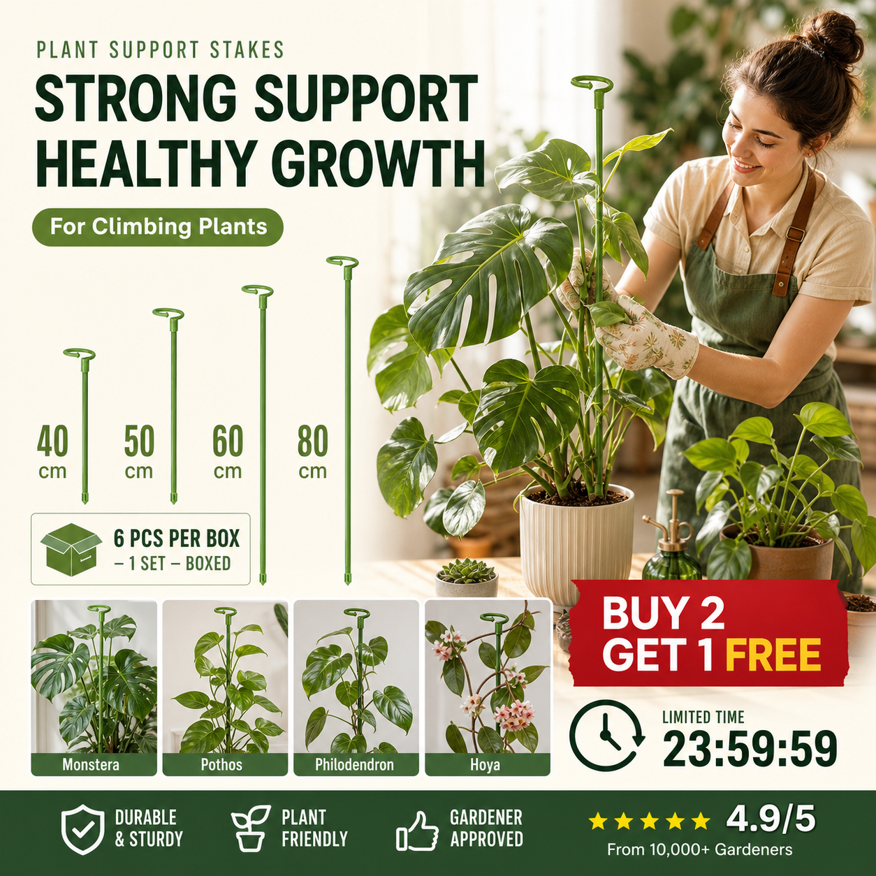 A semi-circular support frame to prevent drooping flowers, suitable for hydrangeas, roses, monstera, indoor potted plants, and outdoor garden vegetables.
