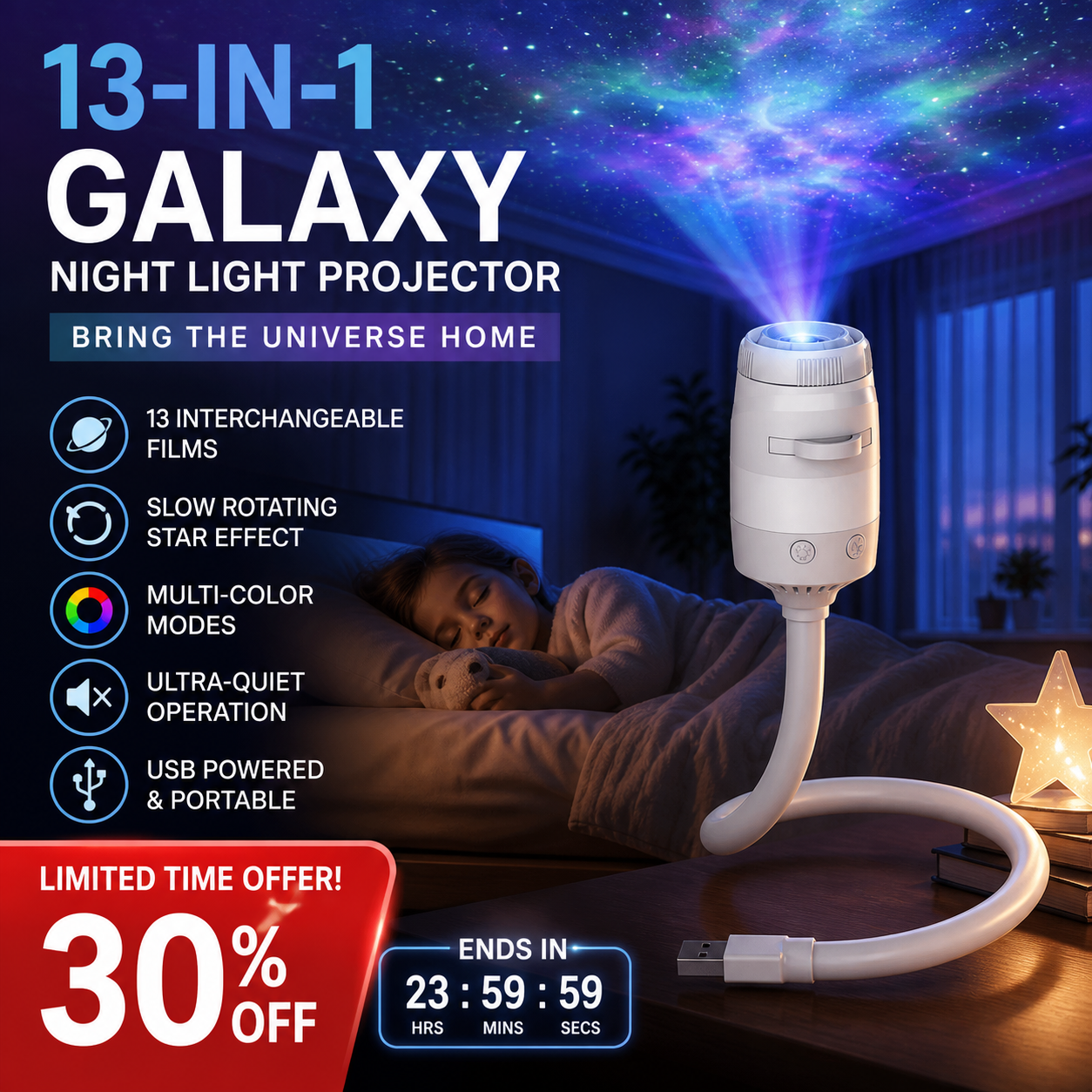 🌌 2026 Sale — Over 27,000 Sold! 💫 USB Star Projector Lamp – Dreamy Galaxy Nights ✨
