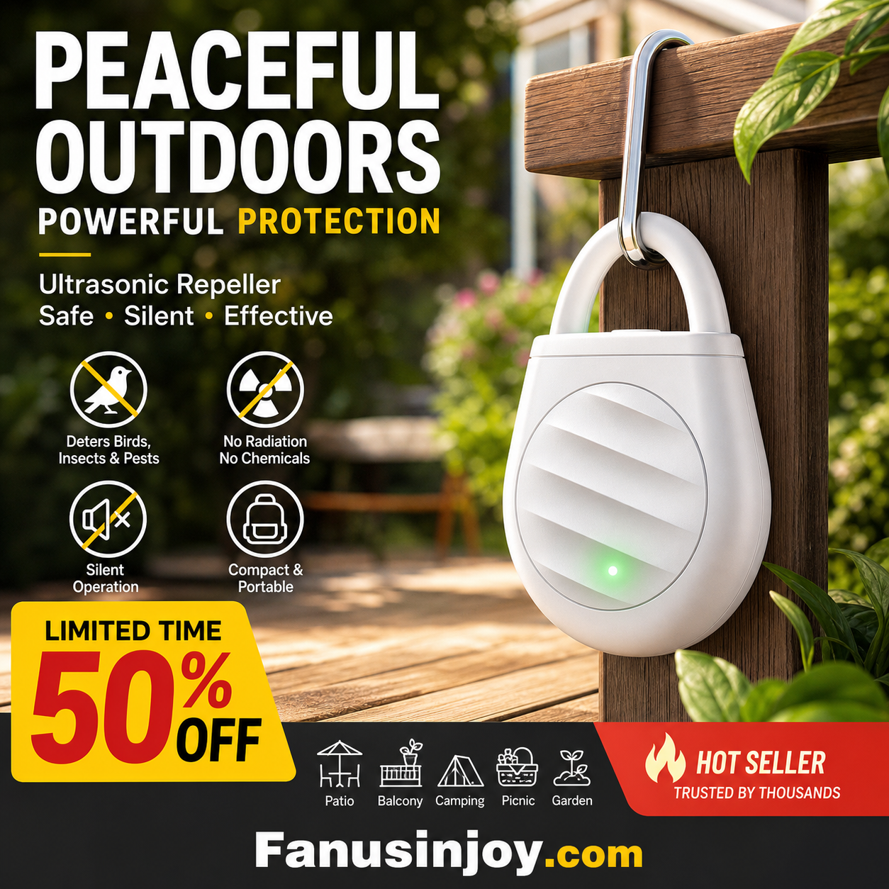 🔥Limited time offer Buy 3 get 2 free！🐦No more trouble from birds, beasts and locusts！Portable Ultrasonic Bird Repellent Keychain