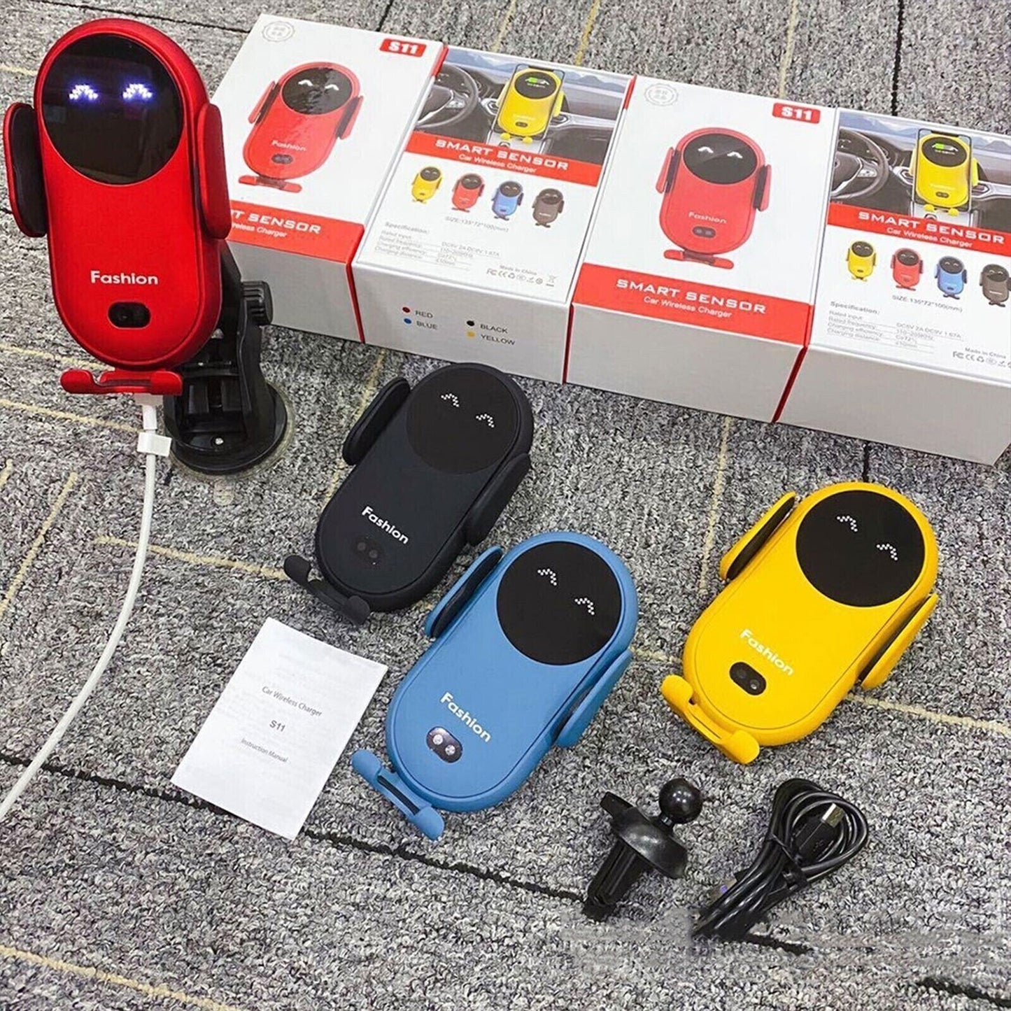 🎇 Smart car wireless charger phone holder