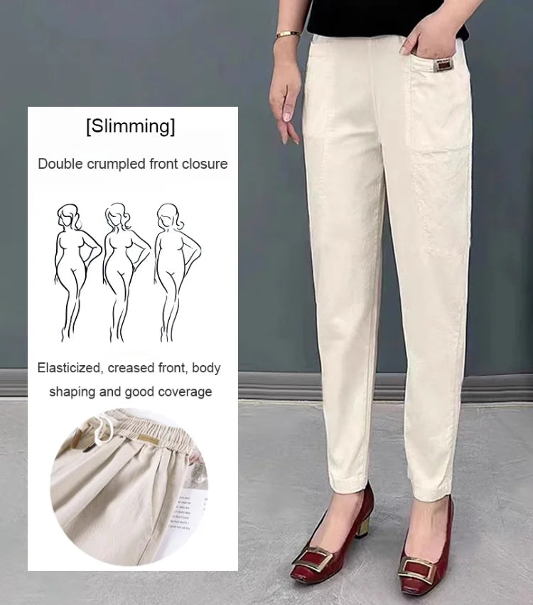 🔥New Year Special 49% OFF🔥Women's Elastic Waist Cotton Pants