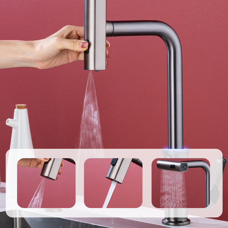 Multifunctional Pull Out Kitchen Sink Faucet with Digital Temperature Display