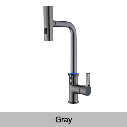 Multifunctional Pull Out Kitchen Sink Faucet with Digital Temperature Display