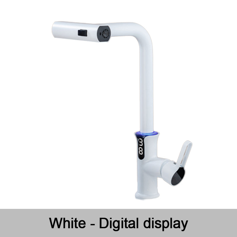 Multifunctional Pull Out Kitchen Sink Faucet with Digital Temperature Display