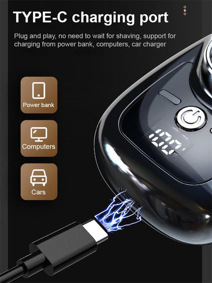 New Generation Three-blade Digital Display Electric Shaver With Original Stone