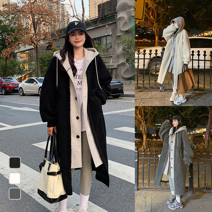 🎅🎄Christmas Sale🥳 2-Layered Faux Lambswool Hooded Coat Jacket(Great Sale⛄BUY 2 Get 5% OFF)