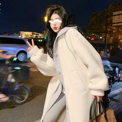 🎅🎄Christmas Sale🥳 2-Layered Faux Lambswool Hooded Coat Jacket(Great Sale⛄BUY 2 Get 5% OFF)