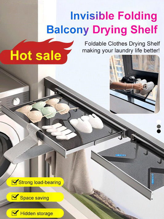 🎁Hot sale🎁Balcony Clothes Rack Wall-Mounted Retractable Storage Shelf