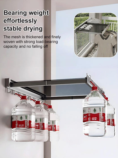 🎁Hot sale🎁Balcony Clothes Rack Wall-Mounted Retractable Storage Shelf