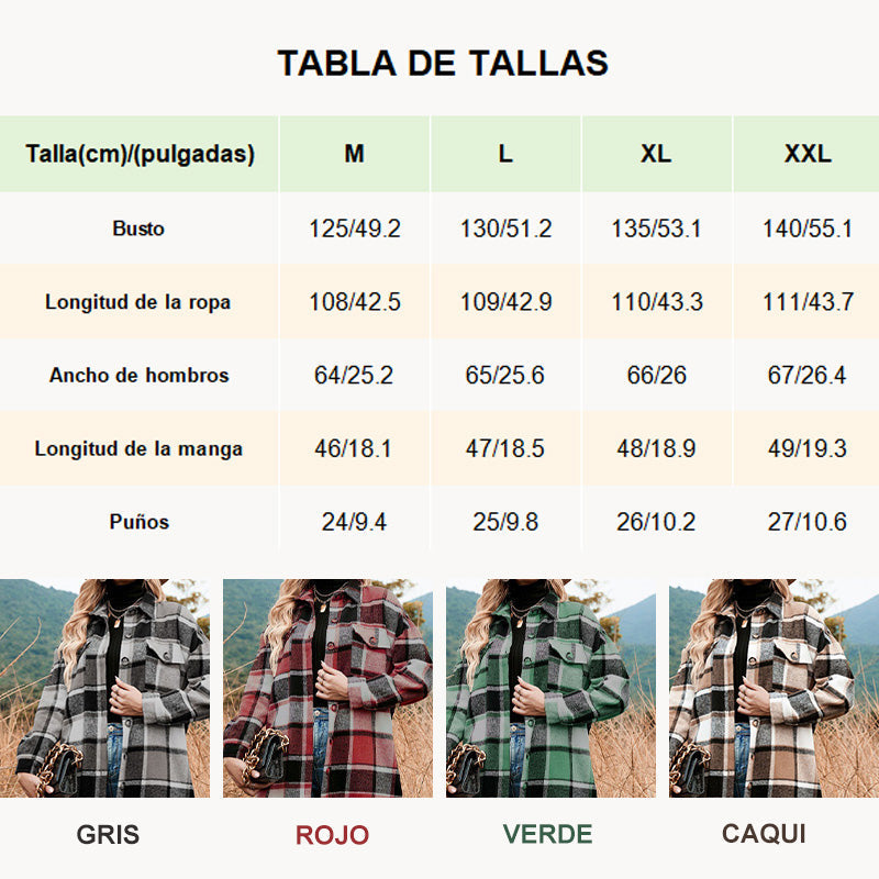 [Best Gift For Her] Women's Plaid Print Long Sleeve Warm Tweed Coat