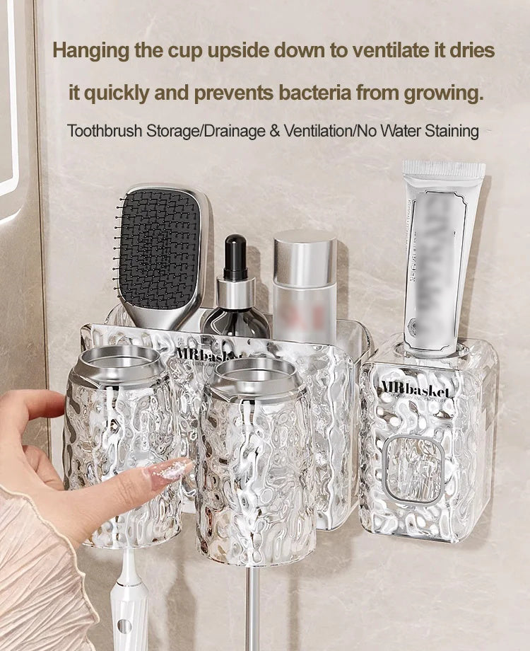 ✨Glacier Pattern Non Punching Toothbrush Shelf