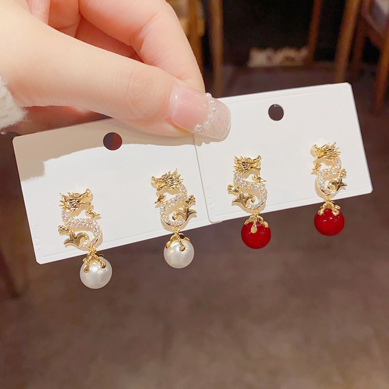 Dragon Hanging Bead Earrings -- （Have one's wishes come true！）