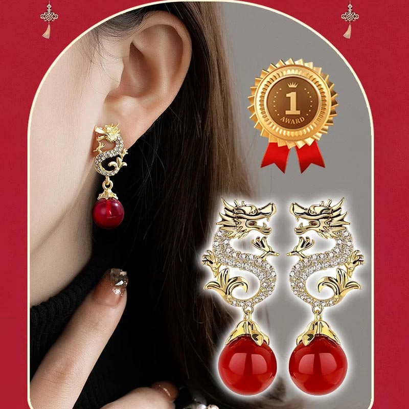 Dragon Hanging Bead Earrings -- （Have one's wishes come true！）