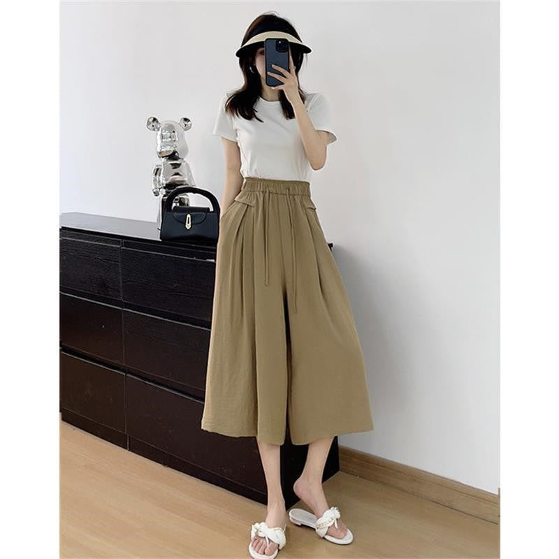 Fashionable Thin Ice Silk Wide-leg Pants Skirt