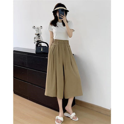 Fashionable Thin Ice Silk Wide-leg Pants Skirt