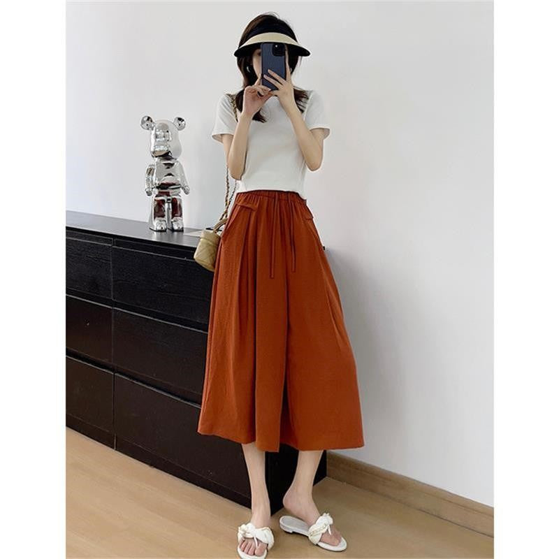 Fashionable Thin Ice Silk Wide-leg Pants Skirt