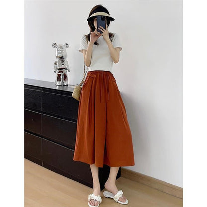 Fashionable Thin Ice Silk Wide-leg Pants Skirt