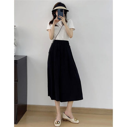 Fashionable Thin Ice Silk Wide-leg Pants Skirt